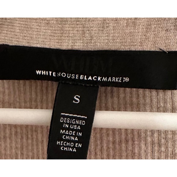 White House Black Market Ribbed Pleated Sleeve Button Neck Top‎ Beige Women's S - Picture 3 of 8